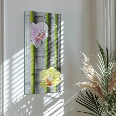 Wanduhr mit motiv vertikal Orchideenbambus