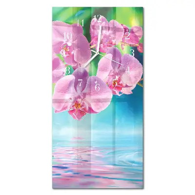Vertikale glas wanduhr Orchideen