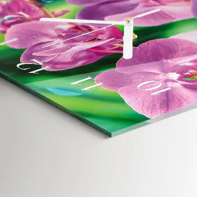 Vertikale glas wanduhr Orchideen