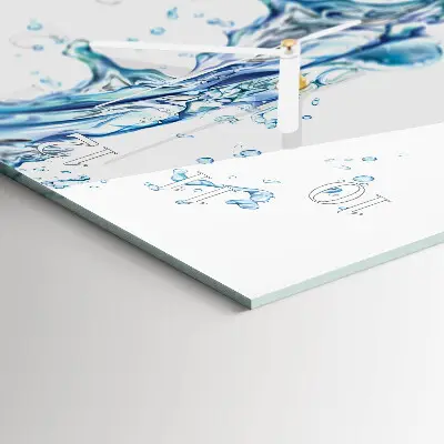 Vertikale glas wanduhr Wasser