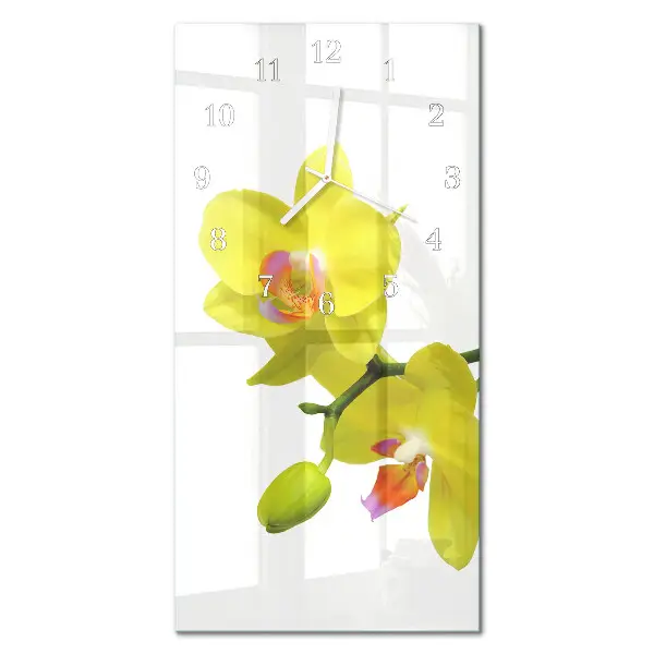 Vertikale glas wanduhr Orchidee