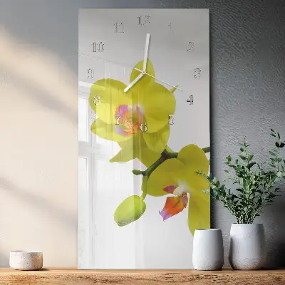 Vertikale glas wanduhr Orchidee