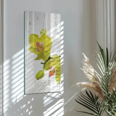 Vertikale glas wanduhr Orchidee