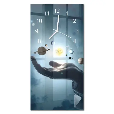 Moderne wanduhr vertikal Die Hand des Planeten