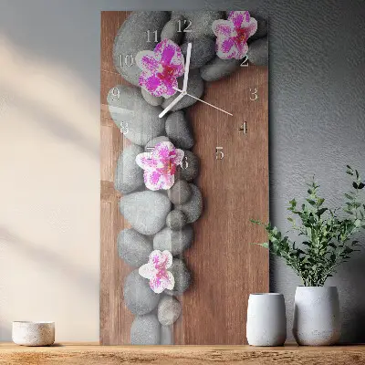 Wanduhr mit motiv vertikal Orchideensteine