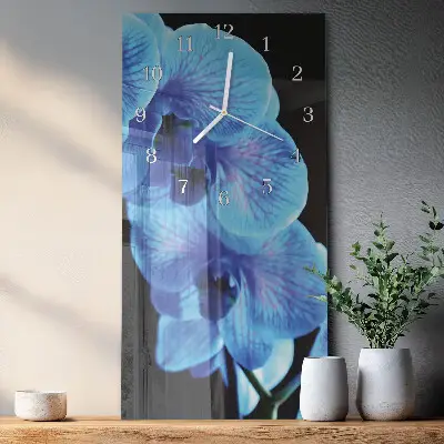 Vertikale glas wanduhr Blume