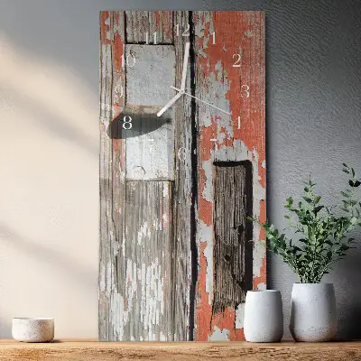 Vertikale glas wanduhr Holztür