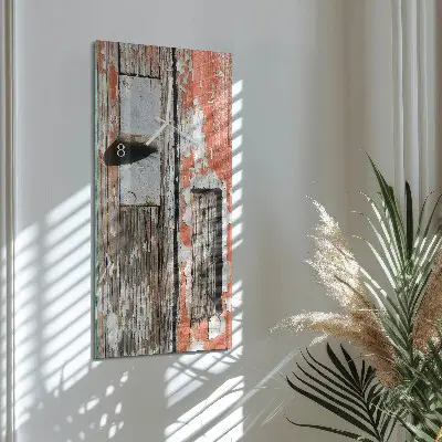 Vertikale glas wanduhr Holztür