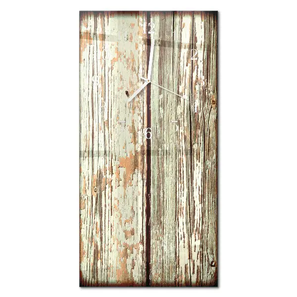 Vertikale glas wanduhr Holzwand