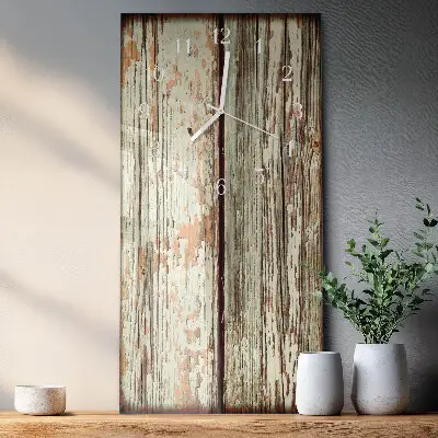 Vertikale glas wanduhr Holzwand