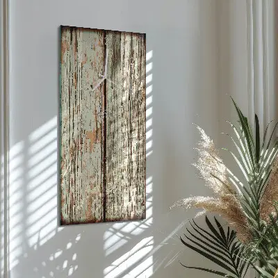 Vertikale glas wanduhr Holzwand