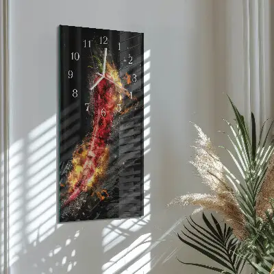 Vertikale glas wanduhr Scharfe Paprika
