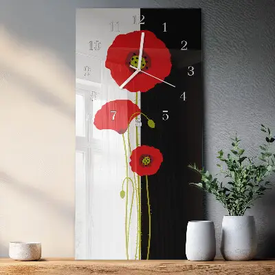 Moderne wanduhr vertikal Mohnblütenköpfe