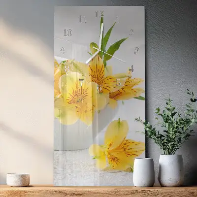Wanduhr mit motiv vertikal Gelbe Blüten