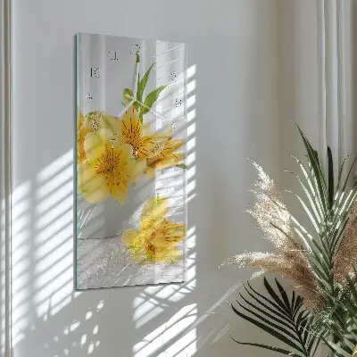 Wanduhr mit motiv vertikal Gelbe Blüten