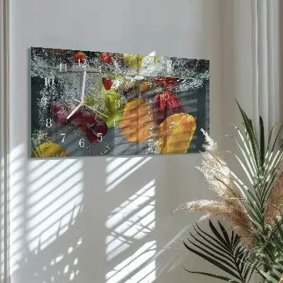 Horizontale glas wanduhr Einzelne Frucht