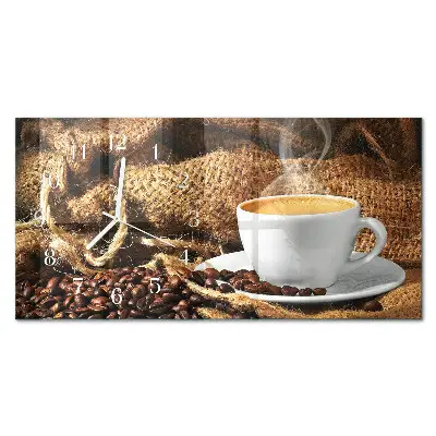 Horizontale glas wanduhr Kaffeebohnen