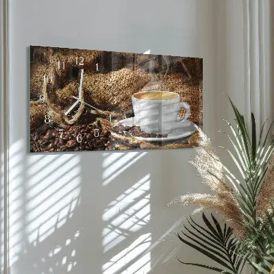 Horizontale glas wanduhr Kaffeebohnen