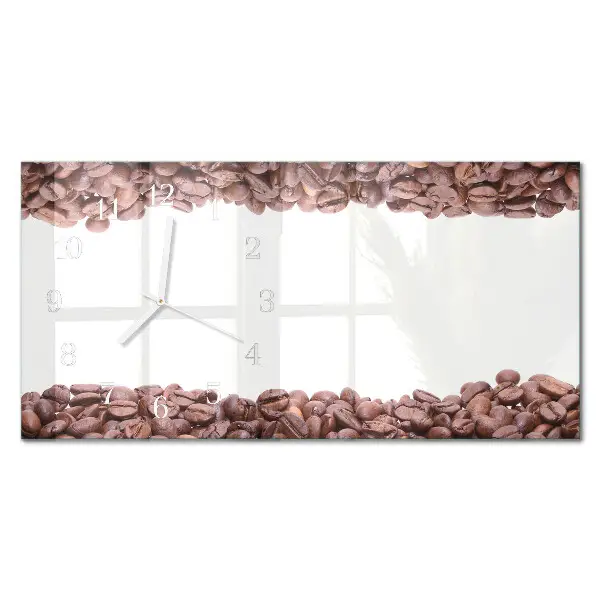 Glas wanduhr mit motiv horizontal Kaffeebohnen