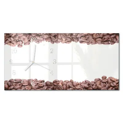 Glas wanduhr mit motiv horizontal Kaffeebohnen