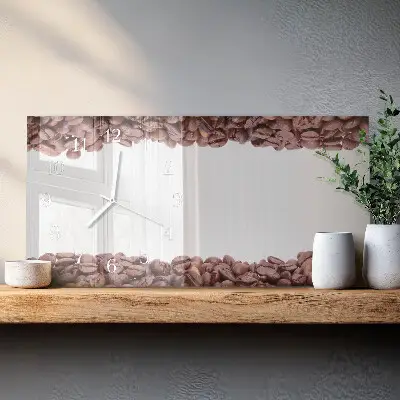 Glas wanduhr mit motiv horizontal Kaffeebohnen