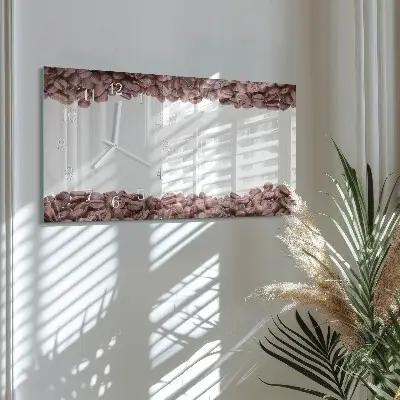 Glas wanduhr mit motiv horizontal Kaffeebohnen