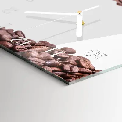 Glas wanduhr mit motiv horizontal Kaffeebohnen