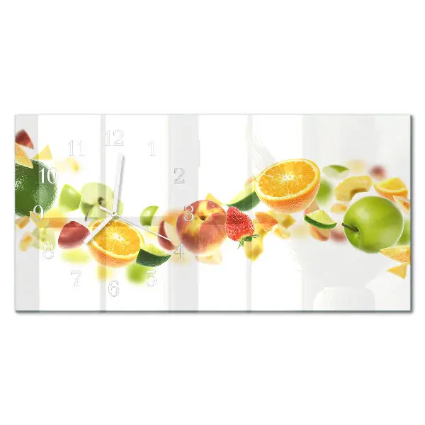 Horizontale glas wanduhr Fruchtmischung