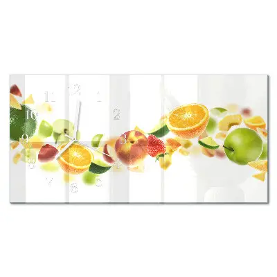 Horizontale glas wanduhr Fruchtmischung