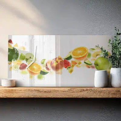 Horizontale glas wanduhr Fruchtmischung