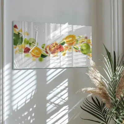 Horizontale glas wanduhr Fruchtmischung