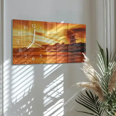 Glas wanduhr mit motiv horizontal Dämmerung