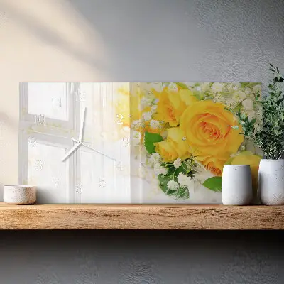 Glas wanduhr mit motiv horizontal Blume