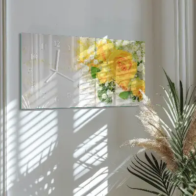 Glas wanduhr mit motiv horizontal Blume