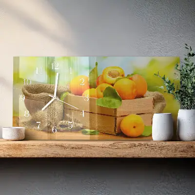 Horizontale glas wanduhr Aprikosen