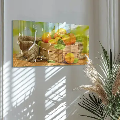 Horizontale glas wanduhr Aprikosen
