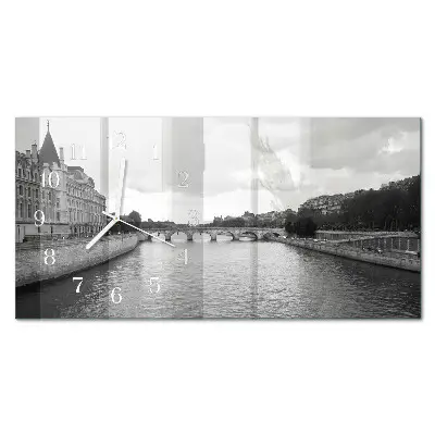 Glas wanduhr mit motiv horizontal Pariser Brücken