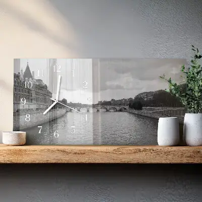Glas wanduhr mit motiv horizontal Pariser Brücken