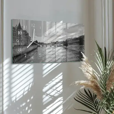 Glas wanduhr mit motiv horizontal Pariser Brücken