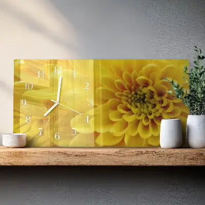 Horizontale glas wanduhr Chrysanthemen