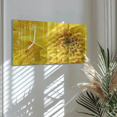 Horizontale glas wanduhr Chrysanthemen
