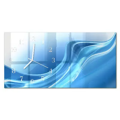 Wanduhr aus glas horizontal Blaue Wellen