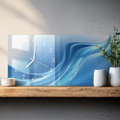 Wanduhr aus glas horizontal Blaue Wellen