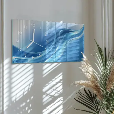 Wanduhr aus glas horizontal Blaue Wellen