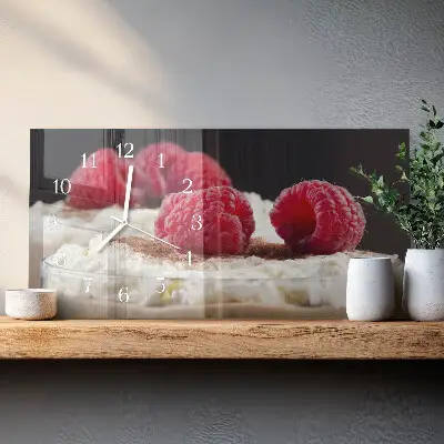 Wanduhr aus glas horizontal Himbeerdessert