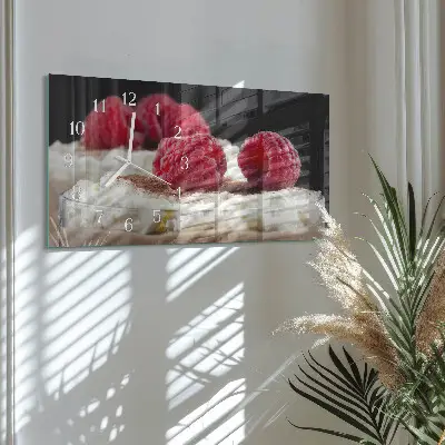 Wanduhr aus glas horizontal Himbeerdessert