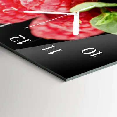 Glas wanduhr mit motiv horizontal Himbeeren vom Strauch