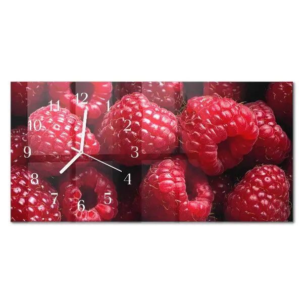 Glas wanduhr mit motiv horizontal Himbeeren