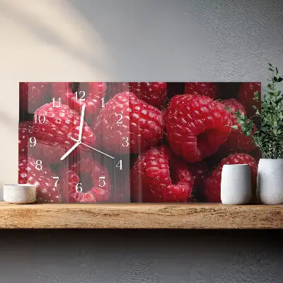 Glas wanduhr mit motiv horizontal Himbeeren