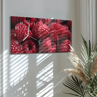 Glas wanduhr mit motiv horizontal Himbeeren